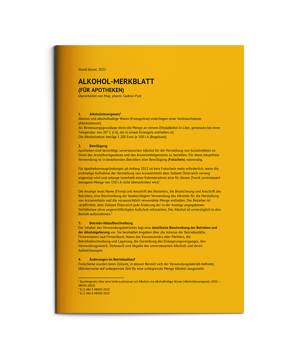 Alkohol-Merkblatt Alkohol-Merkblatt für Apotheken